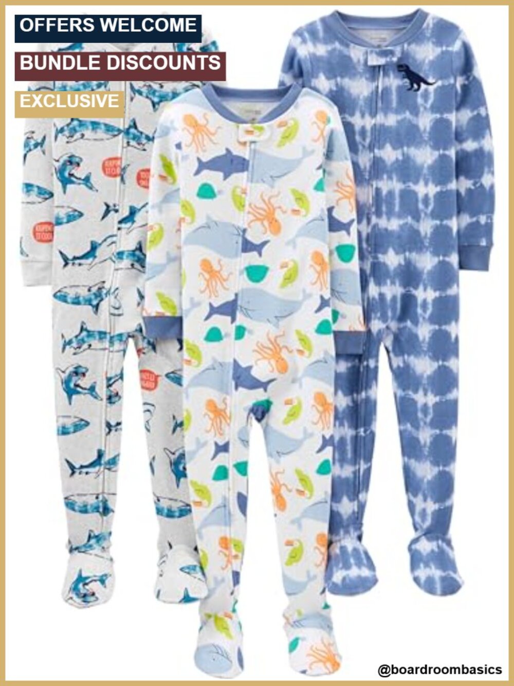 Baby Boys 3-Pack Snug Fit Footed Cotton Pajamas Sleepwear